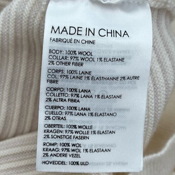 Club Monaco Links Funnel Neck Wool Sweater in Cream,‎ Size Small - Picture 10 of 10